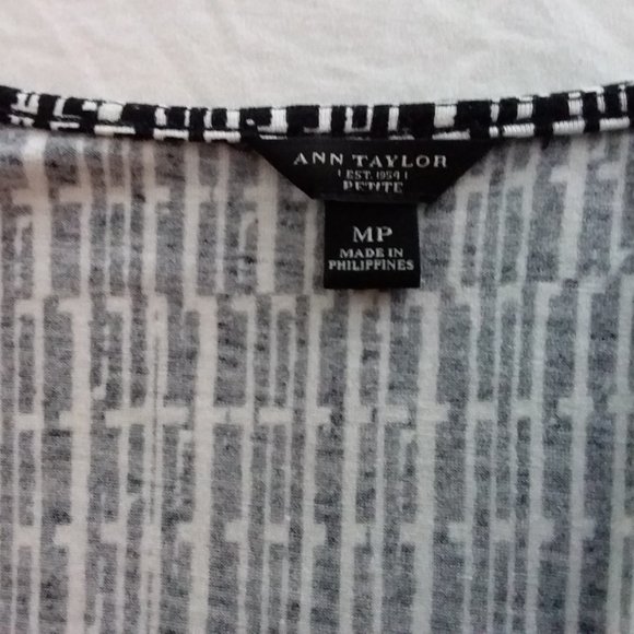 Ann Taylor Petite Black and White Wrap Top - Picture 3 of 3